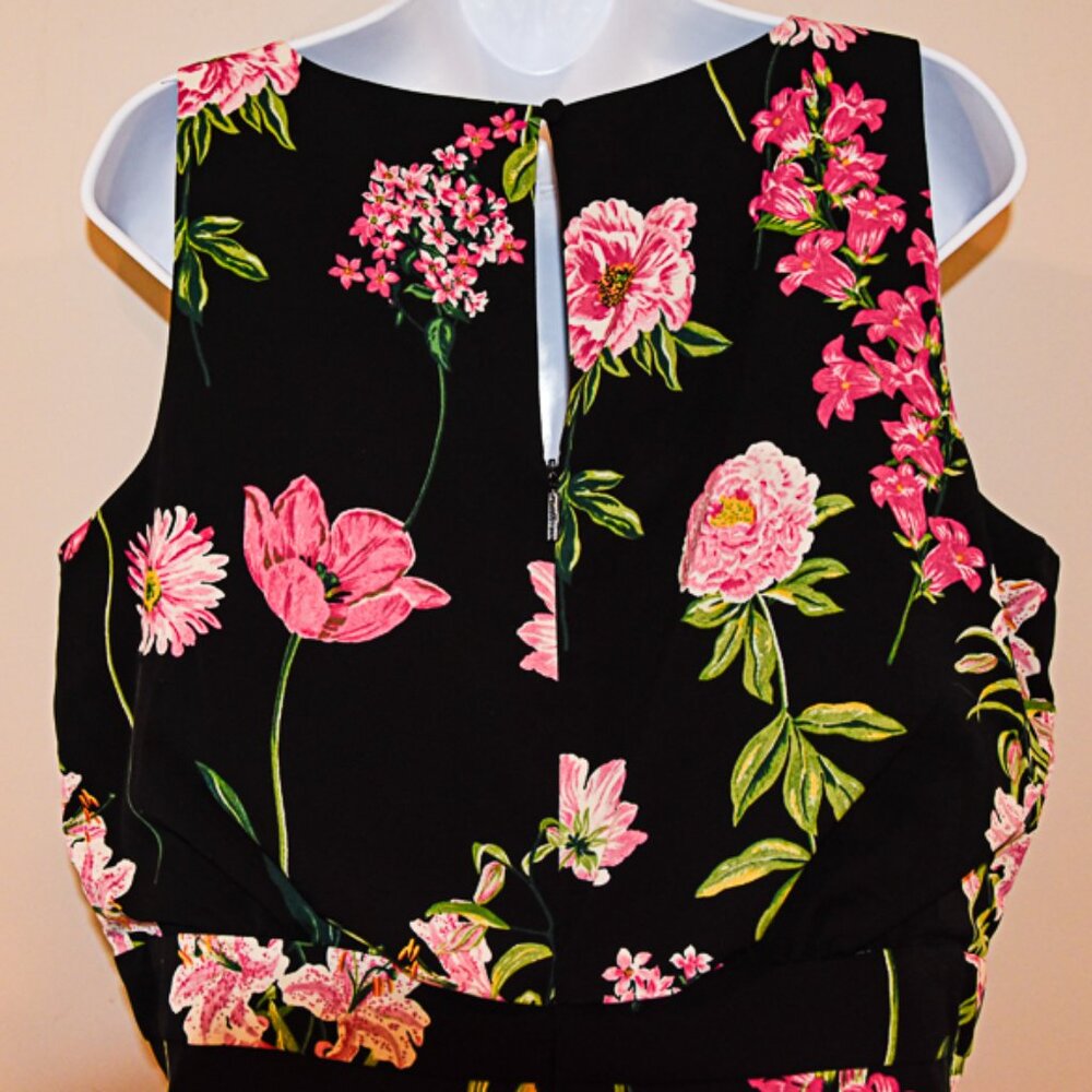 Karl Lagerfeld Paris Long Dress Black with floral print Size 14 - Picture 6 of 7